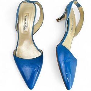 Oscar de la Renta Pointed Toe Slingback Kitten Heels Women 39 in Ombré Blue